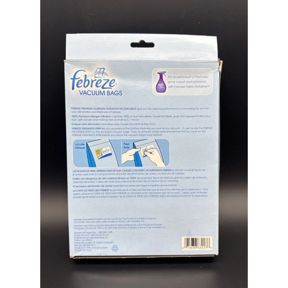 New Febreze Upright Vacuum Bags Hoover A Allergen Filtration 3 Bags Replacement